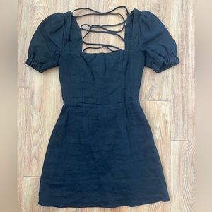 Reformation black tie back mini dress